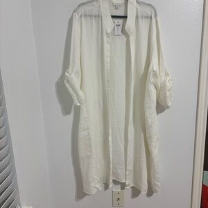 J Jill linen front longline white duster size 4X